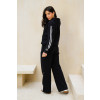 Calça Wide Leg Moletom Com Listras Atacado Feminino Revanche Farnáquia Preto
