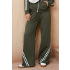 Calça Wide Leg Moletom Com Listras Atacado Feminino Revanche Farnáquia Verde Musgo