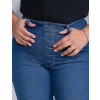 Calça Jeans Atacado Cigarrete Plus Size Feminina Revanche Lyra Azul Detalhe Frente