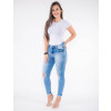 Calça Jeans Atacado Cropped Cós Traseiro Duplo Feminina Revanche Malta Azul Corpo