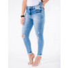 Calça Jeans Atacado Cropped Cós Traseiro Duplo Feminina Revanche Malta Azul Frente