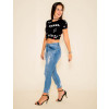 Calça jeans Atacado Cropped Mom Feminino Revanche Yvet Azul Corpo