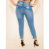 Calça jeans Atacado Cropped Mom Feminino Revanche Yvet Azul Costas