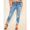 Calça jeans Atacado Cropped Mom Feminino Revanche Yvet Azul Frente