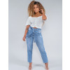 Calça Jeans Atacado Mom Feminina Revanche Catalina Azul Look