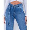 Calça Jeans Atacado Pantalona Feminina Revanche Marília Azul Detalhe Frente