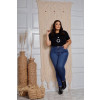 Calça jeans cigarrete com zíper na barra curvy atacado feminina Revanche Rifaina Azul