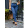 Calça Jeans Cigarrete Levanta Bumbum Plus Size Atacado Feminina Revanche Carpi Azul
