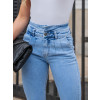Calça Jeans Skinny Com Cós Duplo e Pregas Atacado Feminina Revanche Abeche Azul