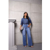 Calça Jeans Wide Leg Barra Normal Atacado Feminina Revanche Florínea Azul