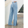 Calça Jeans Wide Leg Com Fenda Lateral e Barra A Fio Atacado Feminina Revanche Bejucal