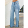Calça Jeans Wide Leg Com Fenda Lateral e Barra A Fio Atacado Feminina Revanche Bejucal