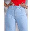 Calça Jeans Atacado Wide Leg Feminina Revanche Natane Azul Detalhe Frente