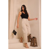 Calça Mom Cropped Color Com Pregas Atacado Feminina Revanche Baturité Areia