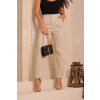 Calça Mom Cropped Color Com Pregas Atacado Feminina Revanche Baturité Areia