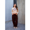 Calça Jeans Boyfriend Barra Normal Atacado Feminino Revanche Anderva Marrom Café