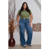 Calça Jeans Wide Leg Curvy Atacado Feminina Revanche Mieza Azul