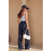 Calça Wide Alfaiataria Bolso Faca Atacado Feminina Revanche Hipona Azul Marinho