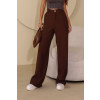 Calça Wide Alfaiataria Bolso Faca Atacado Feminina Revanche Hipona Marrom