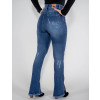 Calça Jeans  Atacado Flare Hot Pants Feminina Revanche Quinixau Azul Costas