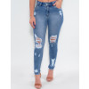 Calça Jeans Atacado Cigarrete Feminina Revanche Bernadine Azul Frente