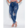 Calça Jeans Atacado Cigarrete Feminina Revanche Clarette Azul Lado