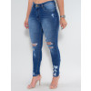 Calça Jeans Atacado Cigarrete Feminina Revanche Darchelle Azul Lado