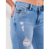 Calça Jeans Atacado Cigarrete Feminina Revanche Eritreia Azul Detalhe Lado