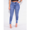 Calça Jeans Atacado Cigarrete Feminina Revanche Floriana Azul Frente