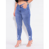 Calça Jeans Atacado Cigarrete Feminina Revanche Floriana Azul Lado