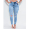 Calça Jeans Atacado Cigarrete Feminina Revanche Reino Unido Azul Frente