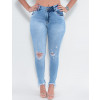 Calça Jeans Atacado Cigarrete Feminina Revanche Reino Unido Azul Frente