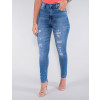 Calça Jeans Atacado Cigarrete Hot Pants Feminina Revanche Luxemburgo Azul Lado