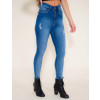 Calça Jeans Atacado Cigarrete Modeladora Feminino Revanche Praia Azul Frente