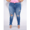  Calça Jeans Atacado Cigarrete Plus Size Feminina Revanche Adriene Azul Frente
