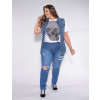 Calça Jeans Atacado Cigarrete Plus Size Feminina Revanche Shantay Azul Look