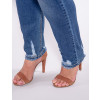 Calça Jeans Atacado Cigarrete Plus Size Feminina Revanche Slanie Azul Detalhe