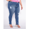 Calça Jeans Atacado Cigarrete Plus Size Feminina Revanche Slanie Azul Lado