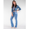 Calça Jeans Atacado Flare Feminina Revanche México Azul Look Dois