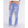 Calça Jeans Atacado Flare Feminina Revanche Virginie Azul Frente