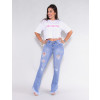 Calça Jeans Atacado Flare Feminina Revanche Virginie Azul Look