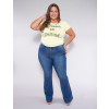 Calça Jeans Atacado Flare Plus Size Feminina Revanche Yolande Azul Look