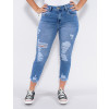 Calça Jeans Atacado Mom Cropped Feminina Revanche Josiane Azul Frente