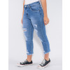 Calça Jeans Atacado Mom Cropped Feminina Revanche Josiane Azul Lado