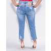 Calça Jeans Atacado Mom Cropped Feminina Revanche Lavernia Azul Costas