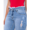 Calça Jeans Atacado Mom Cropped Feminina Revanche Lavernia Azul Detalhe