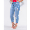 Calça Jeans Atacado Mom Cropped Feminina Revanche Lavernia Azul Lado