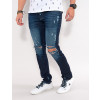 Calça Jeans Atacado Reta Destroyed Masculina Revanche New York Azul Lado