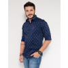 Camisa Atacado Abacaxi Masculina Revanche Denys Azul Marinho Lado