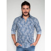 Camisa Atacado Estampada Masculina Revanche Itália Azul Frente